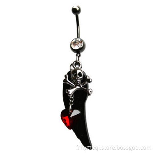 Dangling Crystal Navel Belly Ring, Nickel and Lead-free, Customized Colors Available